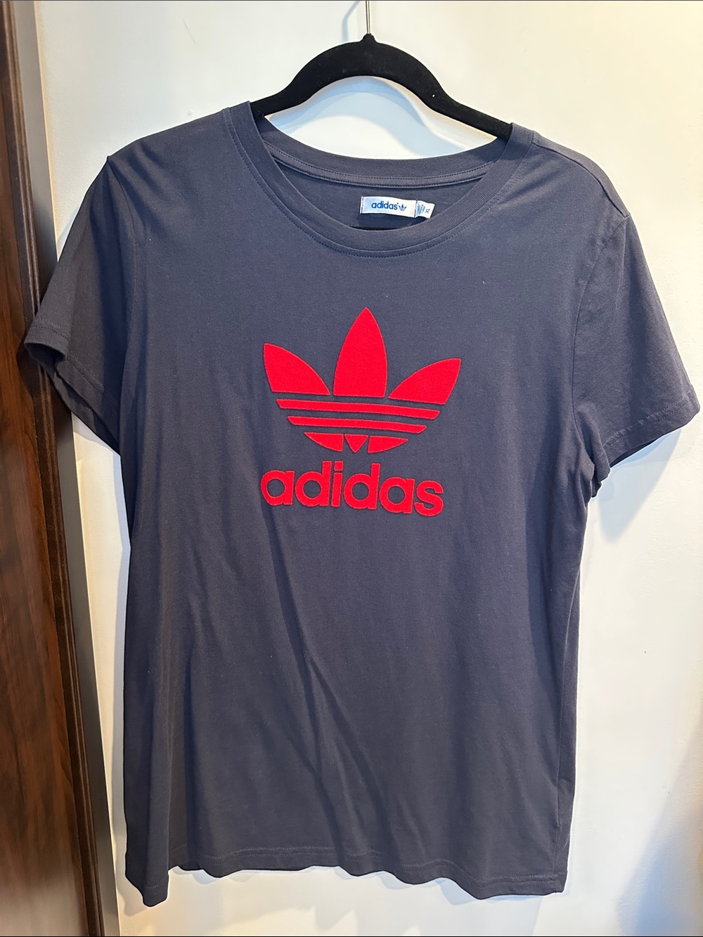 adidas Kids Dark Blue Tee with Red Trefoil Logo
